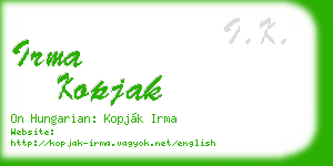 irma kopjak business card