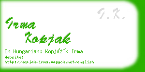 irma kopjak business card